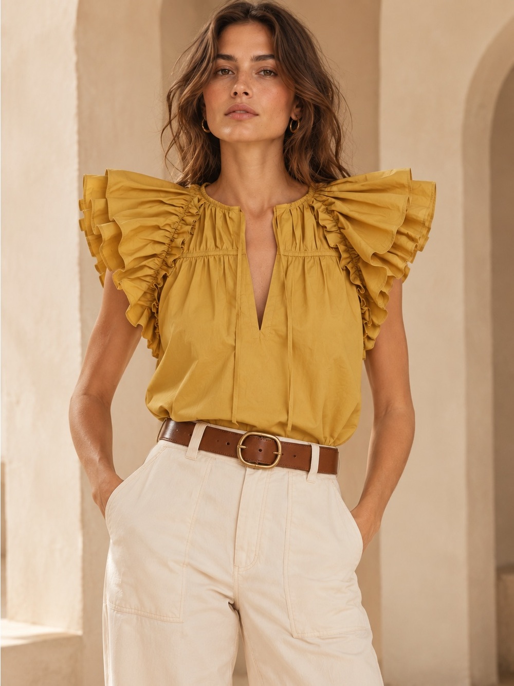 Ulla Johnson Liv Top in Tobbaco Mustard Yellow Size 0 XS